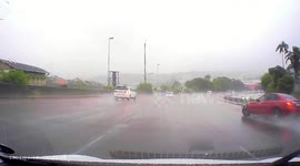 Close Call: Mercedes Nearly Crashes into Another Vehicle While Speeding on Slippery Road
