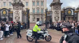 Polish President Andrzej Duda leaves Buckingham Palace after meeting with King Charles III