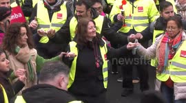 Union workers on strike at Frankfurt Airport In Germany