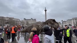 Dinosaur invasion of Trafalgar Square, London, UK