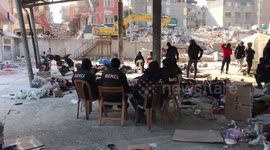 Buildings demolishing after earthquake in Antakya, Turkey