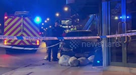 Car hits and damages shop fronts avoiding pedestrians in North London