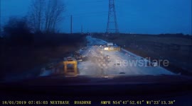Flytipped waste left all over country road in northern England