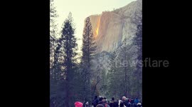 Park visitor captures spectacular footage of 'firefall' at Yosemite National Park