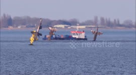 Vessel seen guarding Thames shipwreck in Kent, UK