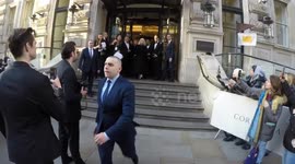Colin Farrell has a bit of a banta with the crowd as he departs his hotel on the way to the Bafta film awards. He departed with Brendan Gleason and  Barry Keoghan