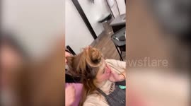 Mum had 'hair and make-up' done while she gave birth - with a beautician and a hairdresser at work as she pushed