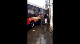 Bus smashes into building in Peterborough