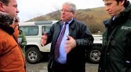 Transport Secretary Patrick McLoughlin & UK Floods minister Rory Stewart visit A591