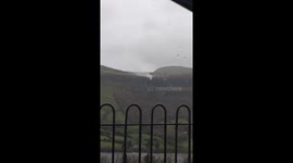 Storm Frank inverts waterfall in Ireland