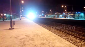 Finnish train passes in winter
