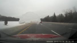 Flying ice sheet smashes car windscreen in Massachusetts