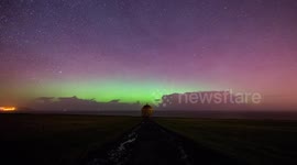 New Years Eve Northern Lights Time Lapse - Mussenden Temple, Northern Ireland