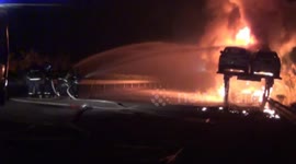 19 Audis destroyed in delivery truck fire on highway