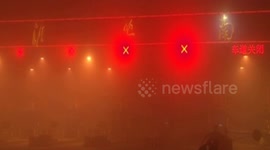 Traffic jam caused by smog on New Year's Eve