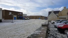 Sea foam blizzard in France, Brittany