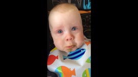 Baby moved to tears by mother's beautiful song