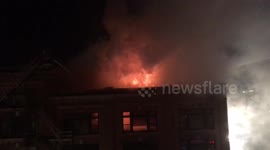 Building on fire after gas explosion in pub in Omaha