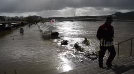 Portugal river bursts banks and floods area