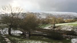 Cold snap begins to bite as snow and hail hits Lancashire, UK