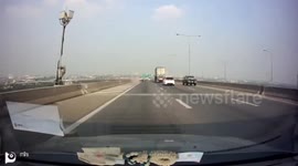 Boy, 6, 'not wearing seatbelt' flung from car on flyover 30ft to ground below