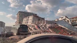 Destroyed buildings after quake in Antakya, Turkey