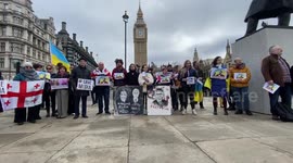 Mikheil Saakashvili supporters stage protest outside UK parliament