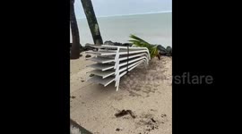 Mauritius: Damage Left By Approaching Cyclone Freddy Along Belle Mare Beach