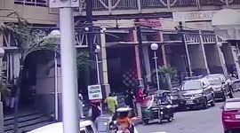 Motorcycles fall from second-floor carpark after being hit by SUV
