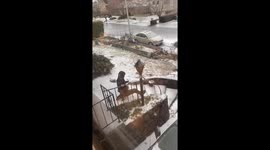 A man was trying to walk on an icy road in Portland