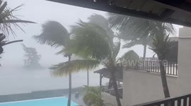 Cyclone Freddy raging in Trou-aux-Biches, Mauritius