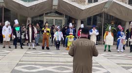 Pancake Day: Flipping race in fancy and funny outfits in London