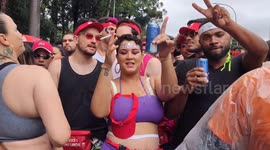 Streets packed in Sao Paulo, Brazil, for mega Carnival celebration