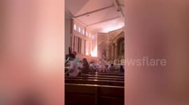 Altar explodes in hail of sparks causing panic at church service