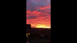 Timelapse of a beautiful winter sunset in February Lancashire