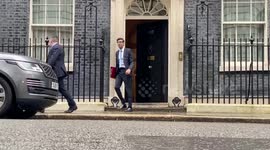 Rishi Sunak leaves 10 Downing Street ahead of PMQs