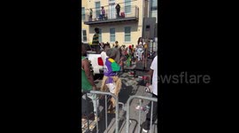 Elderly woman has fun at Mardi Gras in New Orleans, USA