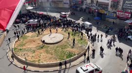 Palestinians gather during the Israeli raid in the West Bank city of Nablus