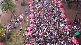 Aerial Footage Of The Ongoing Carnival In Sao Paulo, Brazil