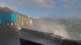 Huge waves batter St Ives seafront due to 7.1-metre spring tide and northerly gales