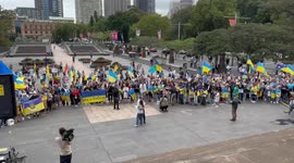 Ukrainians hold vigil to mark one year of the war against Russia in Sydney, Australia