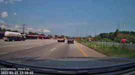 Pickup truck spins out-of-control before flipping over