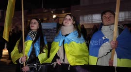 UK is united for Ukraine: Vigil takes place in London's Trafalgar Square to remember Russia's war