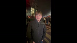 Manchester United fans react to their victory over Barcelona in the Europa League