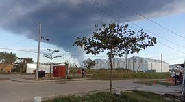 Explosion causes large fire at crude oil storage facility in Mexico