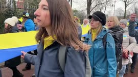Locals march through The Hague marking anniversary of Russia's invasion of Ukraine