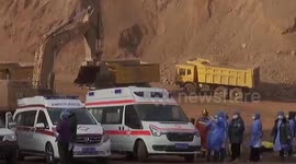 Excavators used during rescue operation to find 47 missing miners in northern China