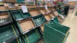 Empty tomato shelves in Tesco fruit and veg aisle as weather in Europe blamed