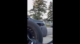 Quirky girlfriend makes partner regret asking for her help with changing tires