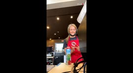 Barista can't stop laughing after accidentally causing a 'whipped cream wreck'